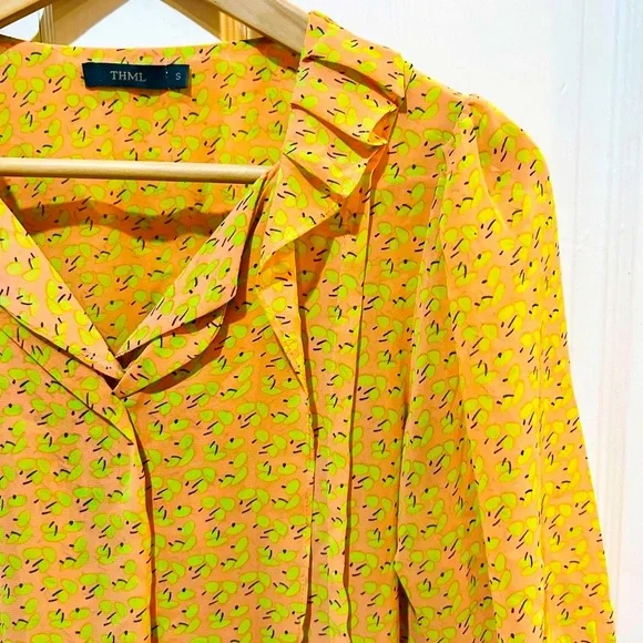 THML | Chiffon Ruffle Patterned Blouse - Picture 1 of 6